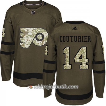 Män Ishockey Philadelphia Flyers Tröja Sean Couturier 14 Adidas 2017-2018 Camo Grön Authentic